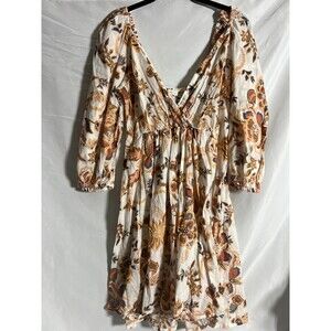 Nice & Chic Floral Cotton Baby Doll Elastic Back Dress Sz XS